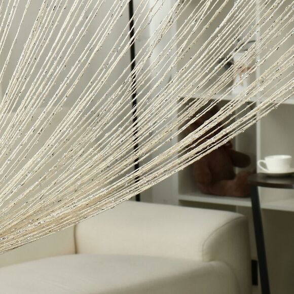 String Curtain Fringe Panel Thread Strip Backdrop Divider for Decor Beige - Picture 2 of 6